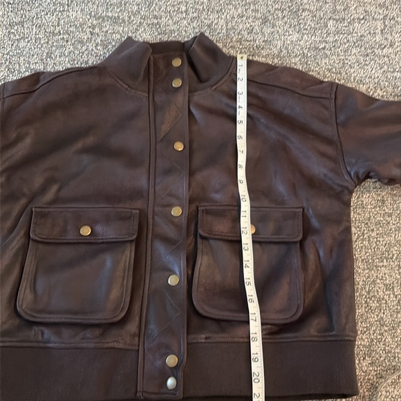 Evereve Dark Brown Bomber Jacket NWOT - Picture 14 of 16